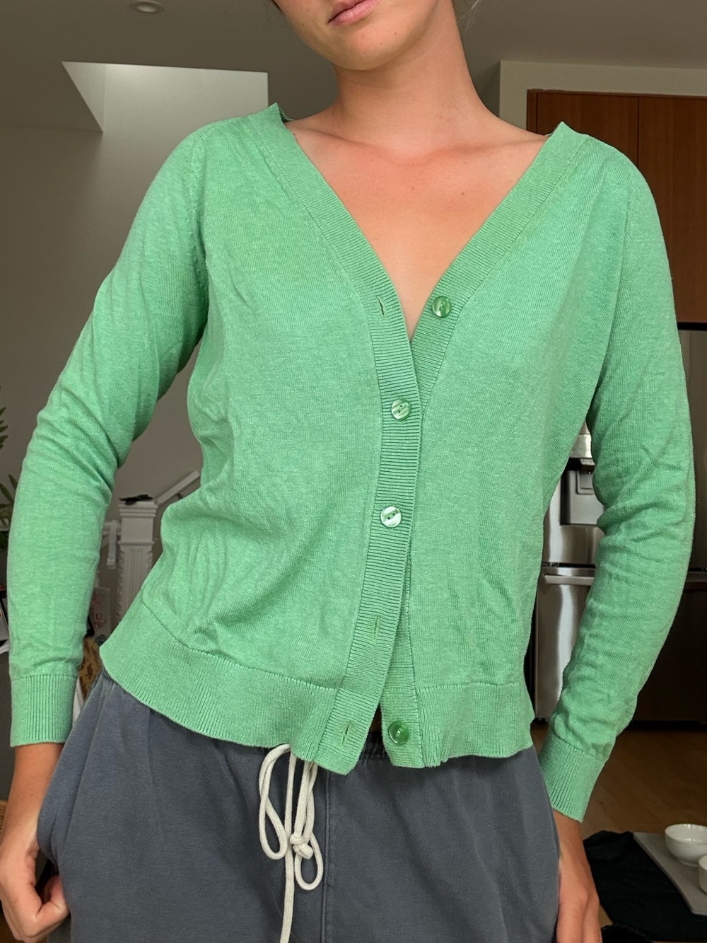 J Crew green cardigan